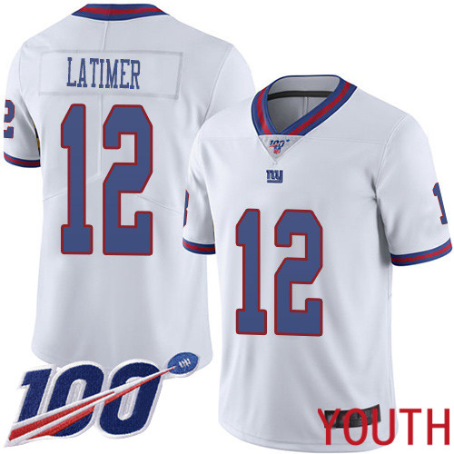 Youth New York Giants #12 Cody Latimer Limited White Rush Vapor Untouchable 100th Season Football NFL Jersey
